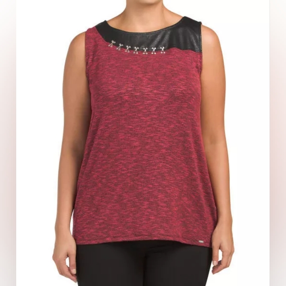 Mblm by Tess Holliday red & black rocker style hook & eye tank top, size 3X - Picture 1 of 9